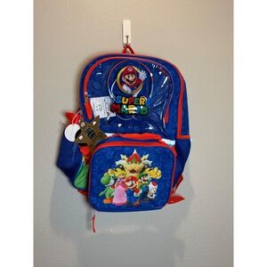 Nintendo Super Mario 5 Piece Backpack Set Lunch Bag Headphones Water Bottle Blue